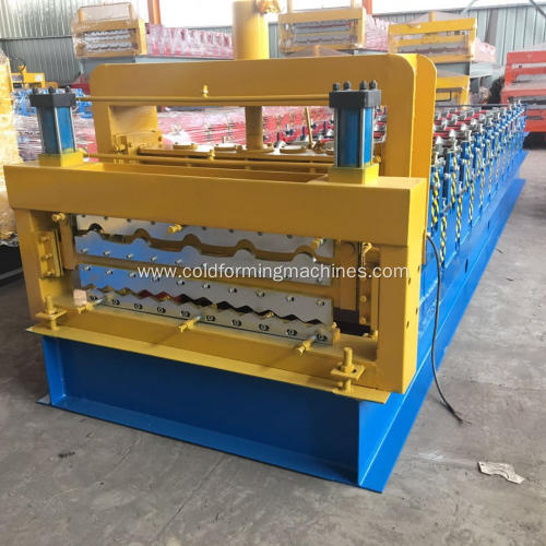 Double deck corrugated sheet roof forming machine